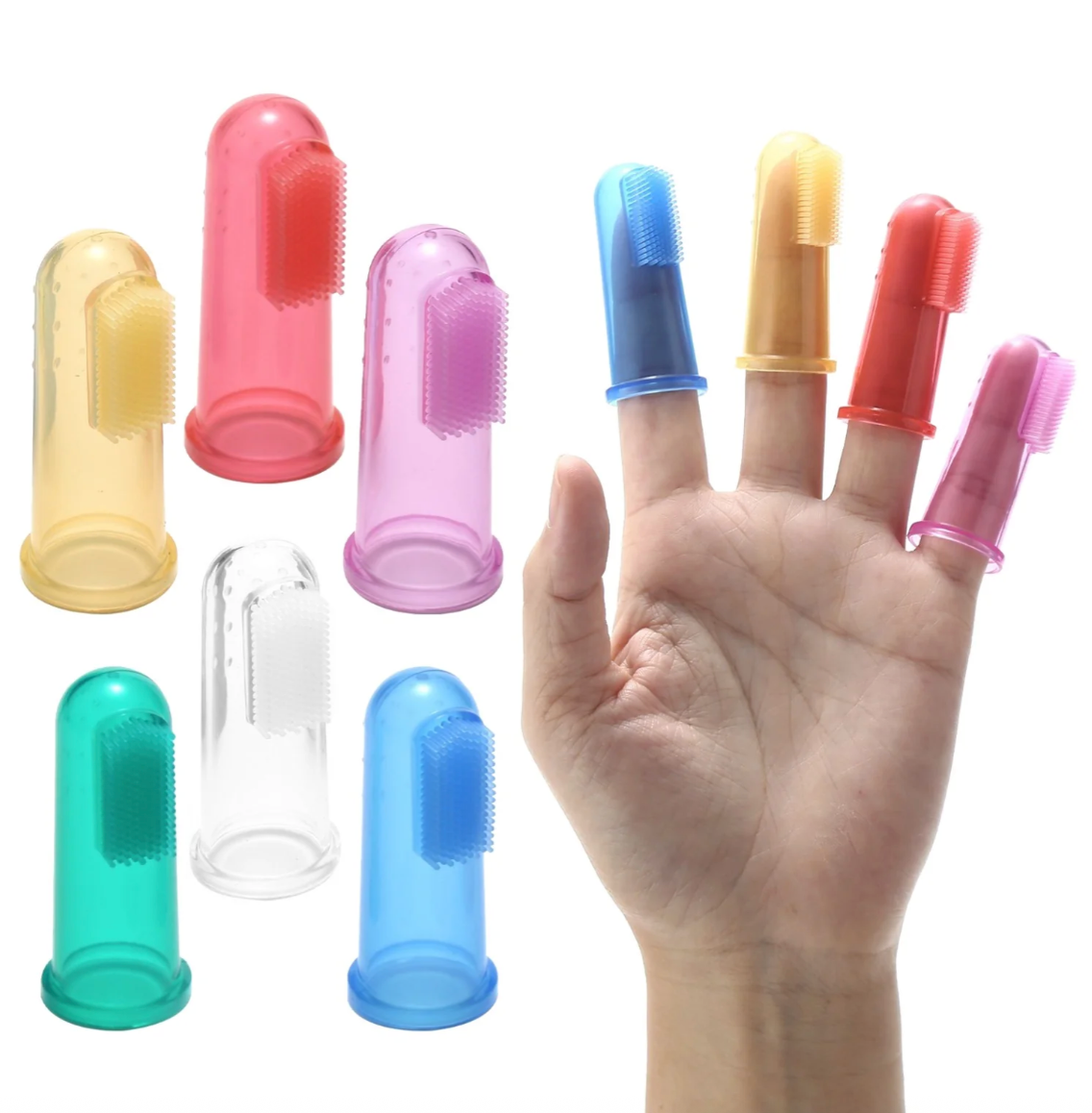 Dual Sided Silicone Finger Toothbrush - 6 Pack