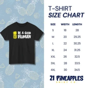size chart - Size S - 18" width, Size M - 20" width, Size L - 22" width, Size XL - 24" width, Size XXL - 26" width
