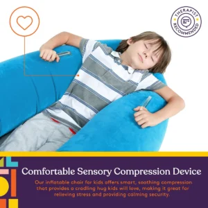 child sleeping inside the comfortable sensory compression chair