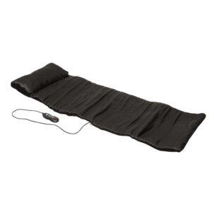 long rectangular black mat with a corded remote