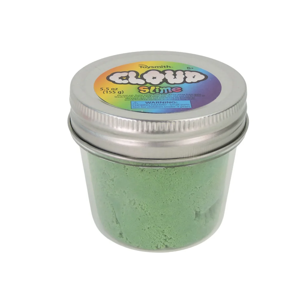 A jar clear jar filled with green slime and a silver metal cap