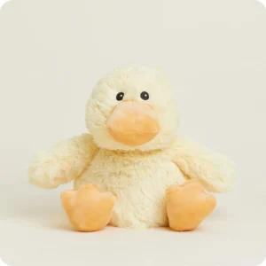 light yellow duck with orange bill and feet