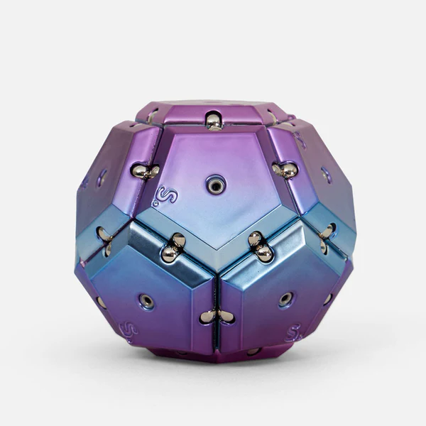 sphere made of pentagons magnetic pieces in iridescent purple