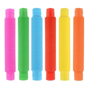 accordion tubes in pink, green, blue, red, yellow and orange