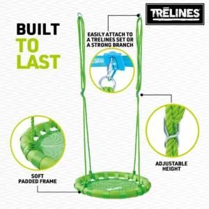 easily attach to trelines set or a strong branch, soft padded frame and adjustable height