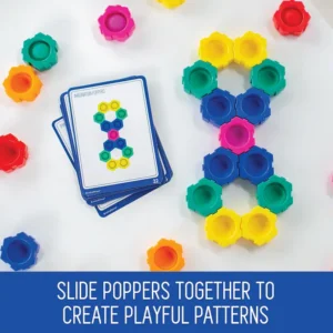 activity cards show playful pattern with the blocks set up in the same pattern next to them