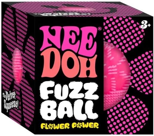 Needoh fuzz ball flower power box with pink squish inside