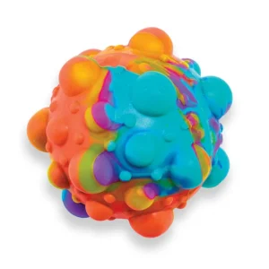teal and orange ball with different sized bumps