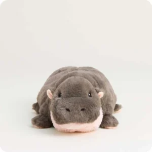 grey hippo with light pink jaw, inside of ears and bottom of feet