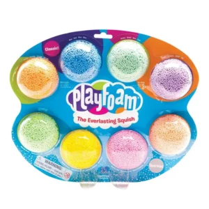 cardboard blisterpack with playfoam balls in 8 different colors
