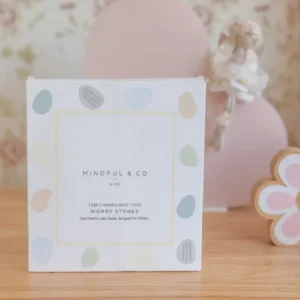 package box has worry stones printed around the border