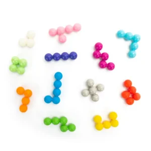 multicolored kanoodle pieces are round balls in different configurations