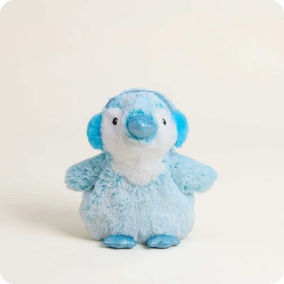 ice blue penguin with darker blue ear muffs and white trim