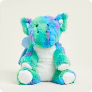 green, blue and purple tie dye dragon with blue wings and white belly and trim
