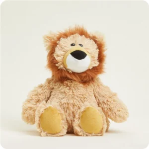 tan lion has gold trim and long reddish brown mane