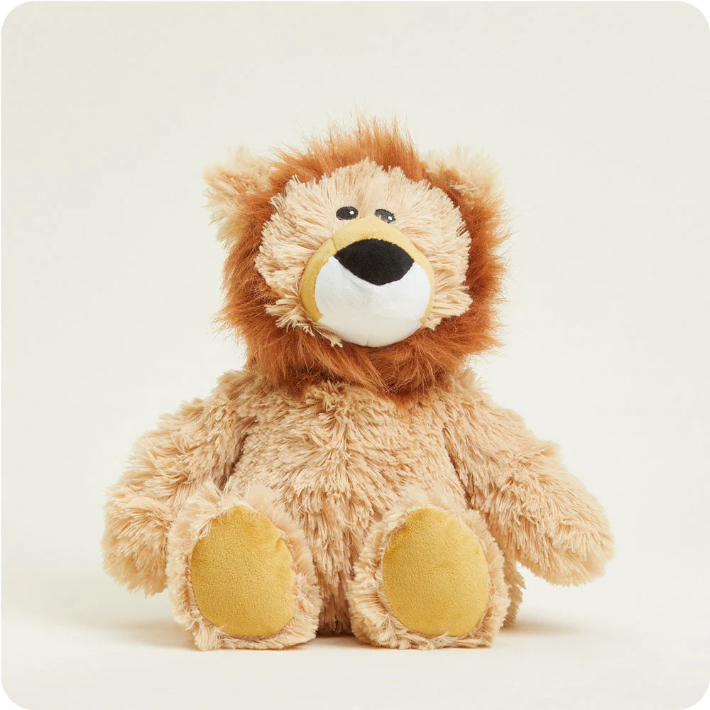 tan lion has gold trim and long reddish brown mane