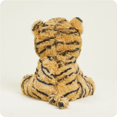 back of orange and black striped tiger stuffie, has a short thin tail