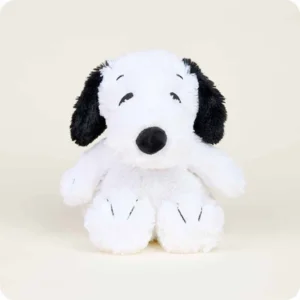 Snoopy white dog stuffie with black ears and black nose