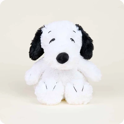 Snoopy white dog stuffie with black ears and black nose