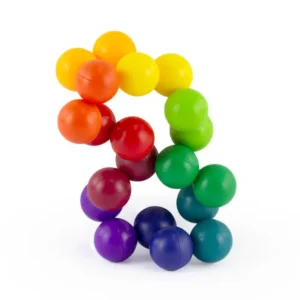 rainbow colored balls that are linked together in an organic shape