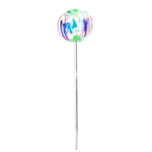 iridescent ribbon in a sphere shape on the end of a stick